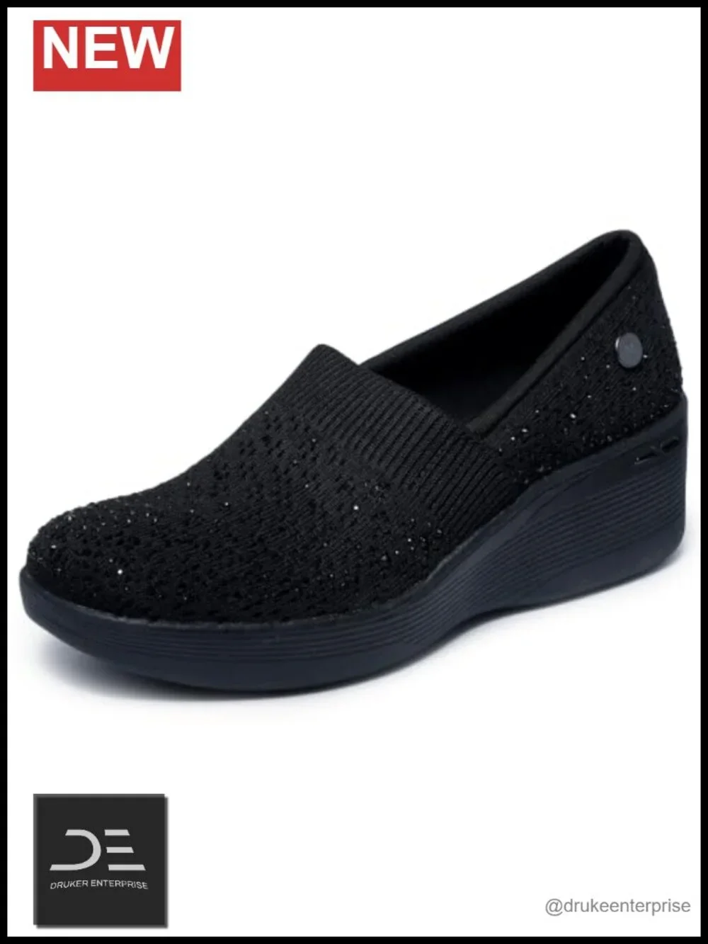 Skechers Martha Stewart Wedge Loafer Slip-On Memory Foam Mesh Sparkle